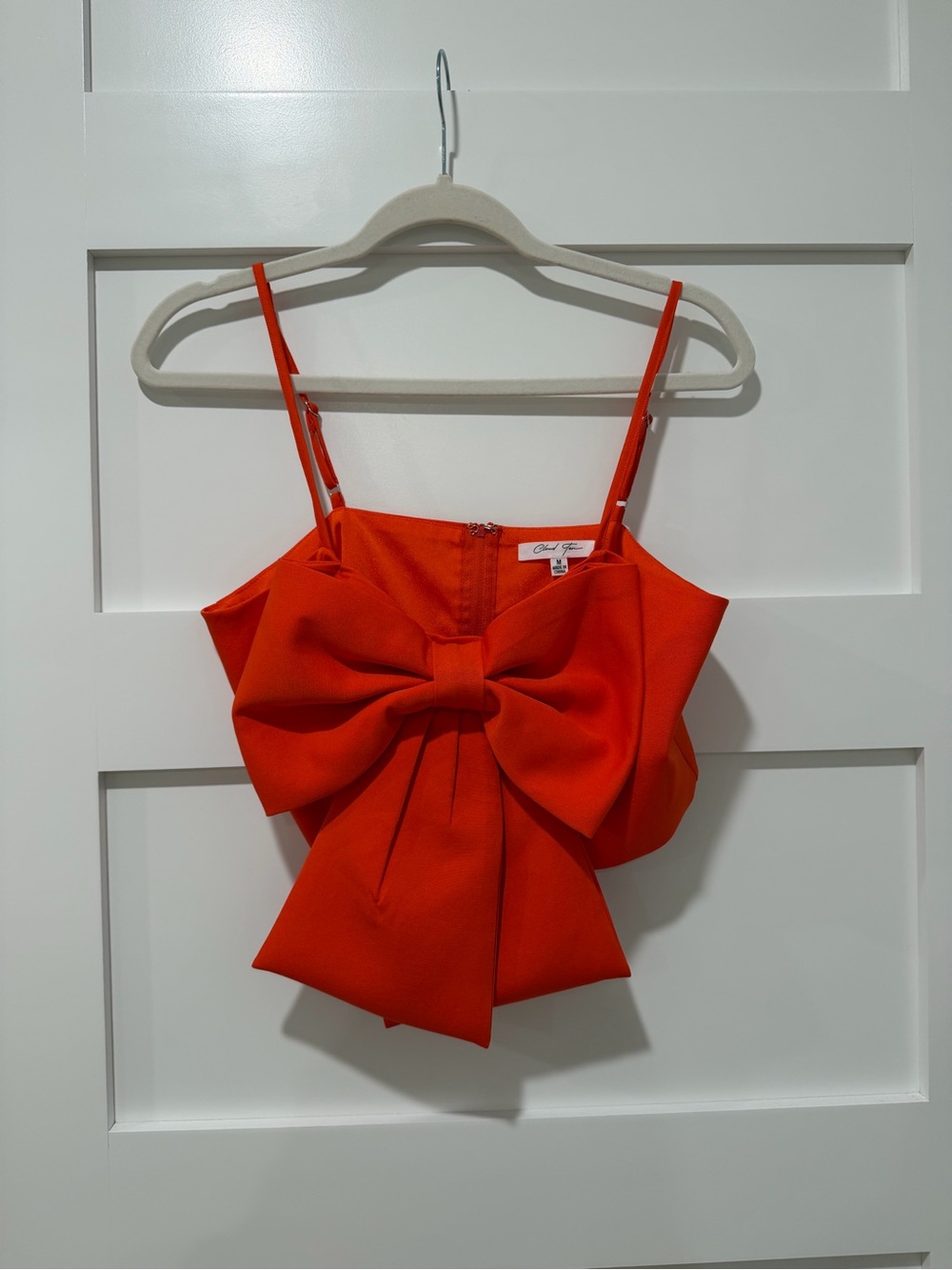 Bow-Front Red Spaghetti Strap Crop Camisole - Picture 2 of 6